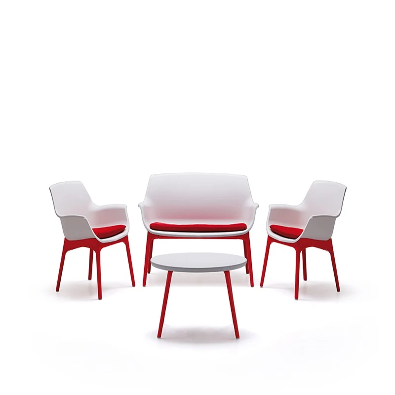 Set Luxor Lounge per 4 persone Bianco/Rosso - Arredo Esterno