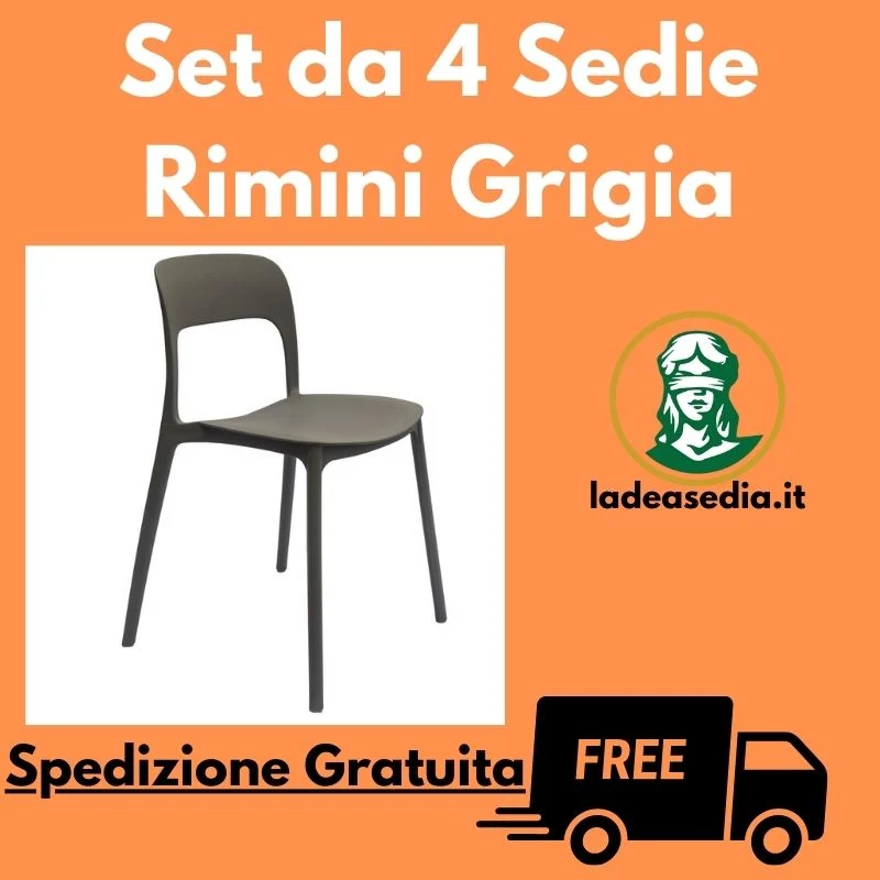 Set da 4 Sedie Rimini Grigia da esterno - La Dea Sedia