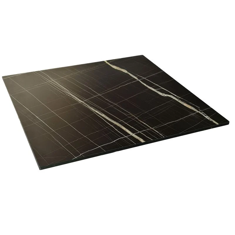 Piano per Tavolo Contract 80x80 HPL 1.2 Marmorizzato Nero - Arredo Ristorazione