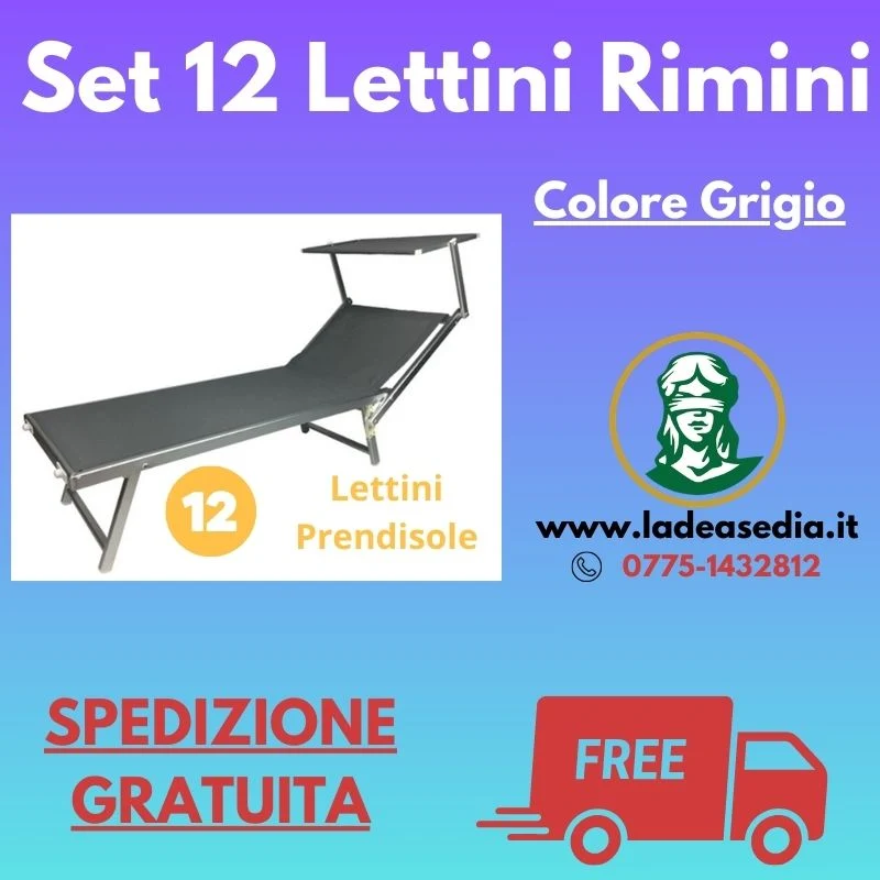 Set 12 Lettini Prendisole Rimini Grigio - Arredo Esterno