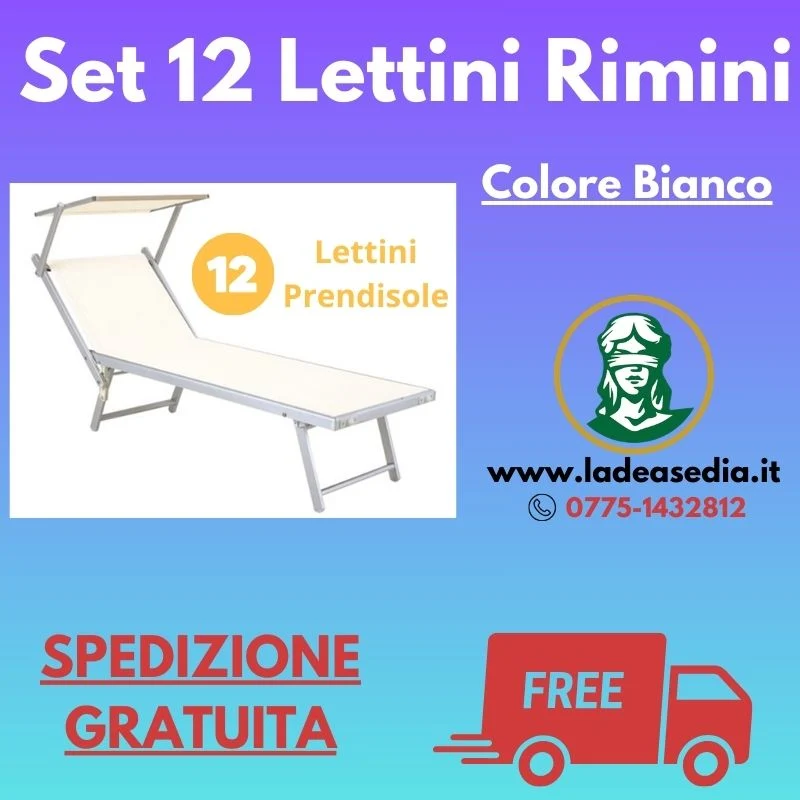 Set 12 Lettini Prendisole Rimini Bianco - Arredo Esterno