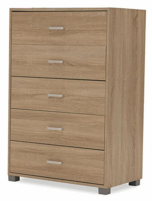 Cassettiera 5 Cassetti 68x40x101 cm in MDF Soriani Rovere