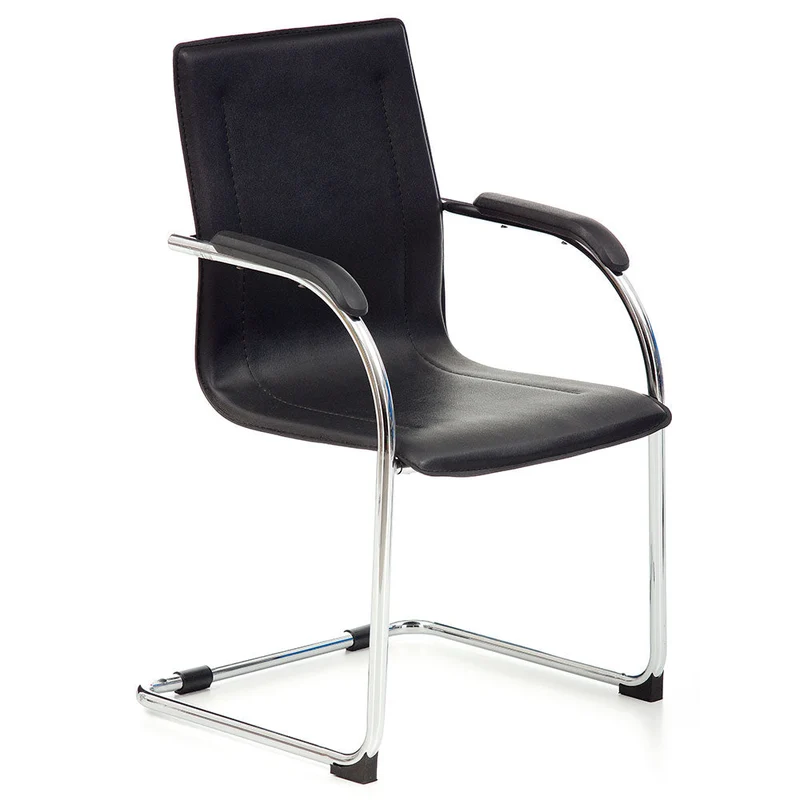 Sedia Poltrona Visitatore da Ufficio in PVC Stand Nero