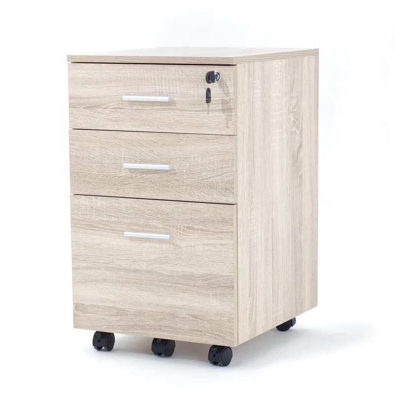 Cassettiera con Ruote 3 Cassetti in Mdf Chest Rovere