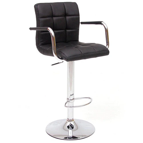 Sgabello Bar in Similpelle Quadro Nero