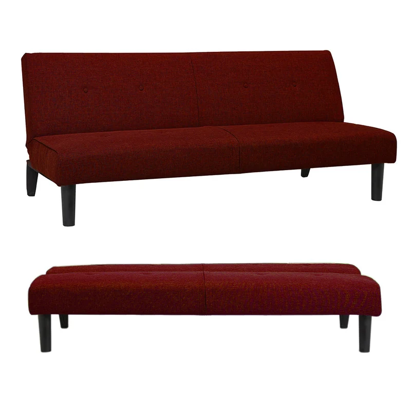 Divano Letto Prontoletto Click Clack Rivestimento in Tessuto Rosso Oliver