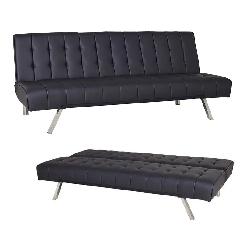 Divano Letto Prontoletto Click Clack Rivestimento in Similpelle Nero Darrel