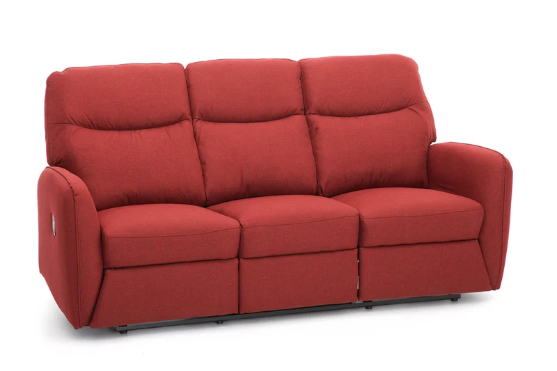 Divano Divanetto 3 Posti con Reclinatore Manuale in Tessuto Kube Rosso