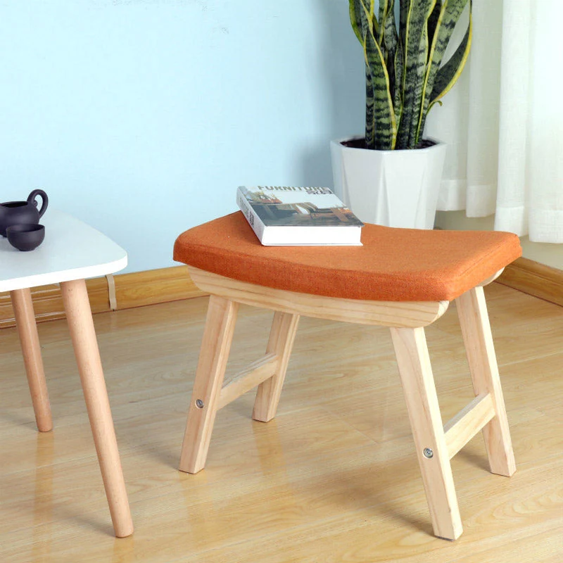Sgabello in Tessuto e Legno di Pino 48x33x42 cm Fumer James Arancione