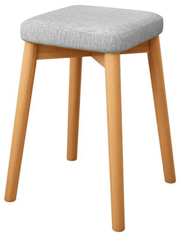 Sgabello in Tessuto e Legno di Pino 33x33x46 cm Fumer Alison Grigio