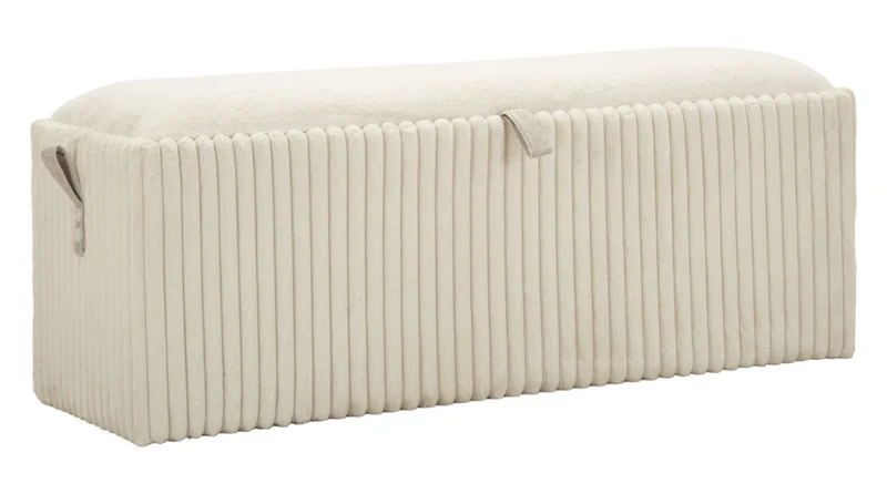Panca con Contenitore Goteborg 113x41x44 cm in MDF e Spugna e Poliestere Bianco