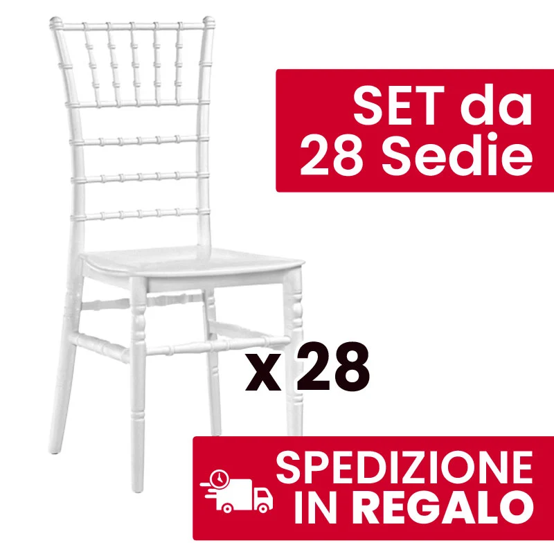 Stock da 28 Sedie Chiavarina Bianca in resina