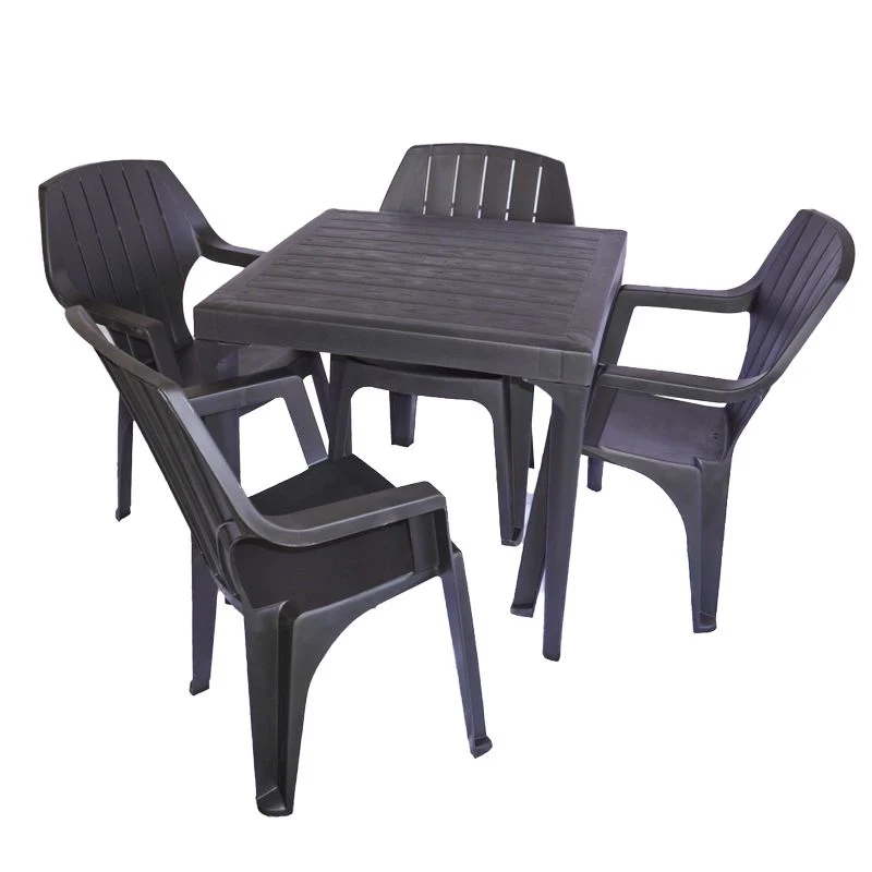 Set Tavolo Malmo 80x80 Antracite + 4 Poltrone Alta da Giardino
