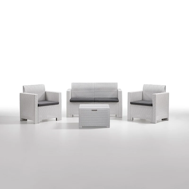 Set Salottino Nebraska Bianco 4 posti - Arredo Esterno