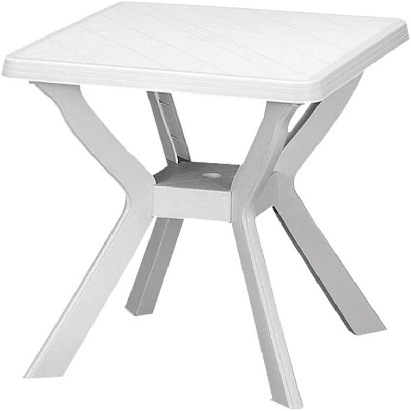 Tavolo Bianco da Esterno in plastica 70x70 cm Reno - Arredo Esterno