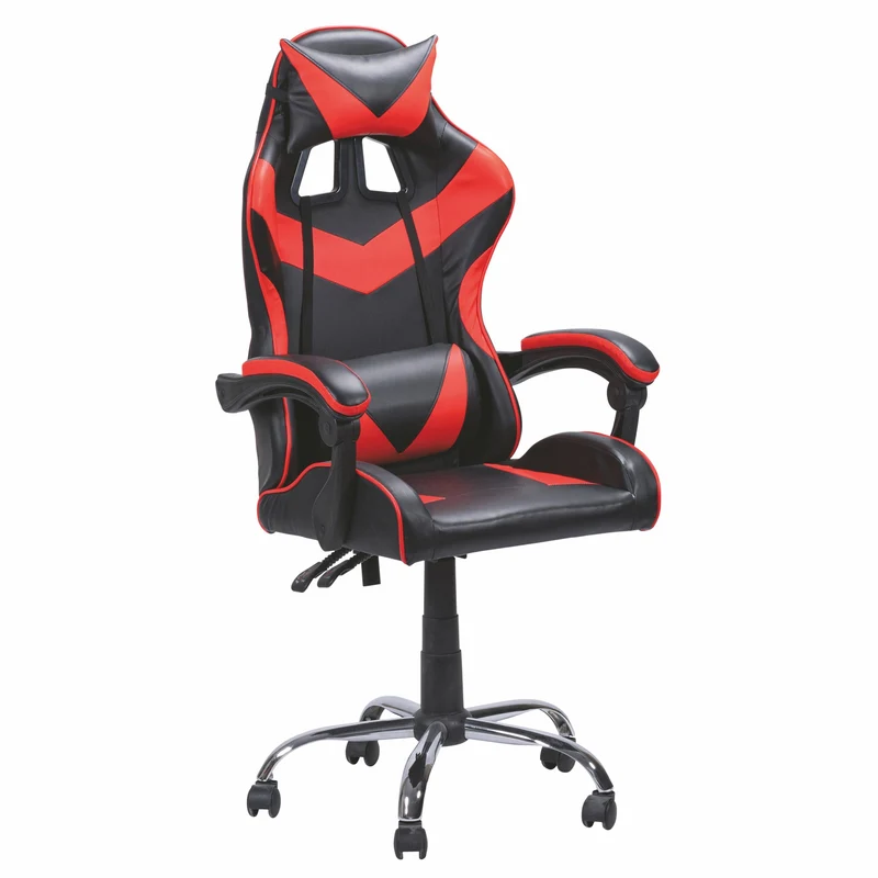 Sedia da Gaming 61x56x123 cm in Similpelle Nera e Rossa