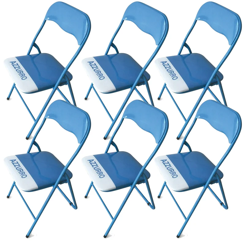 Set 6 Sedie Pieghevoli in Metallo Soriani Azzurre