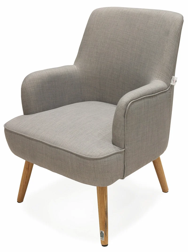 Poltrona Imbottita in Tessuto con Gambe in Legno Soriani Grigio Chiaro