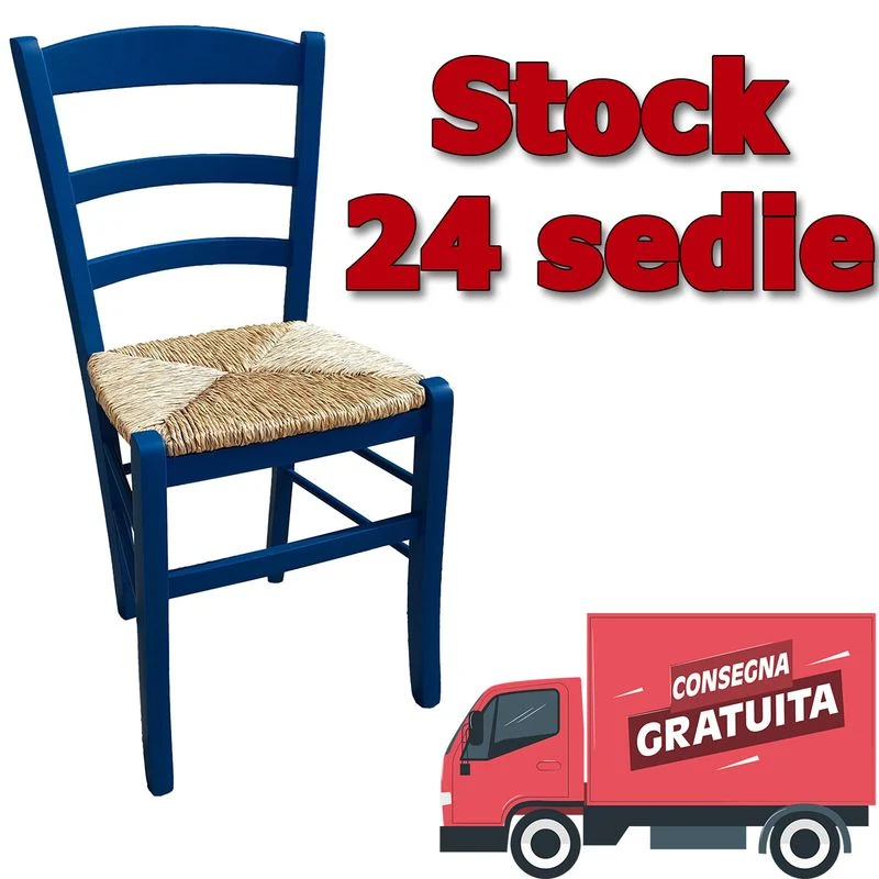 Stock da 24 sedie paesana paglia anilina azzurre