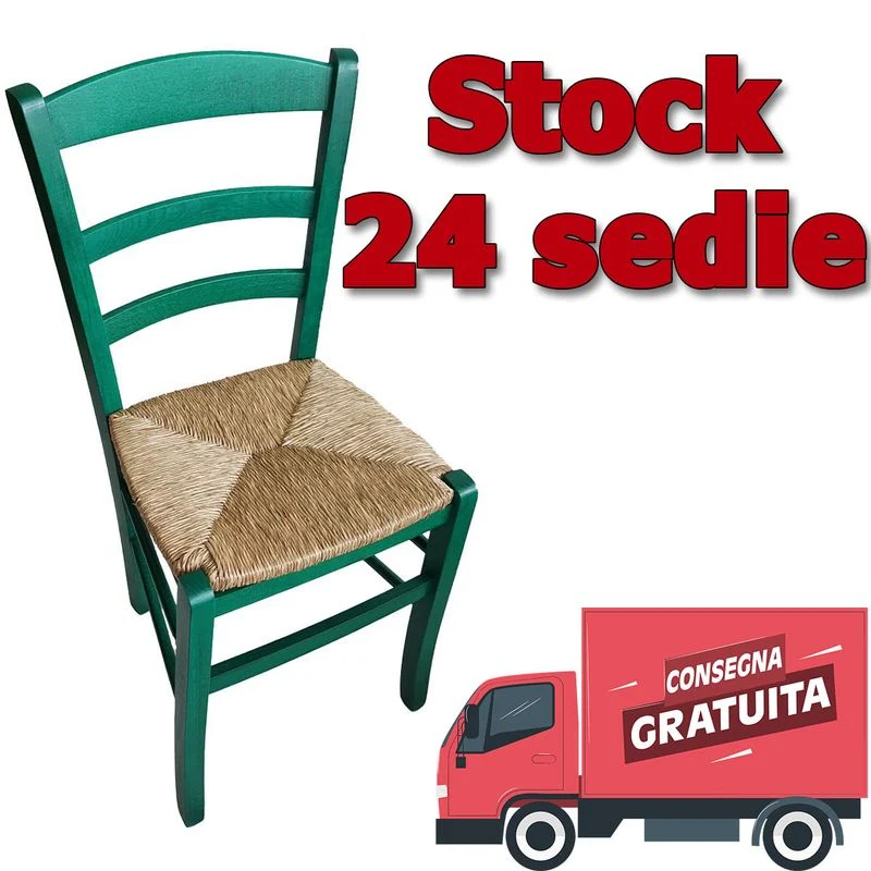 Stock da 24 sedie paesana paglia anilina verdi