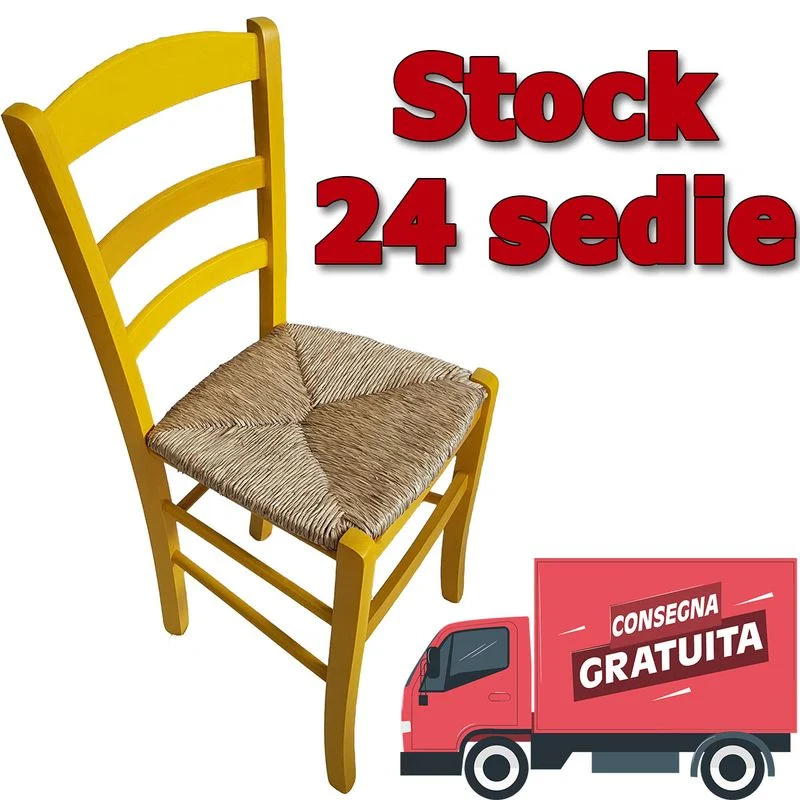 Stock da 24 sedie paesana paglia anilina gialle