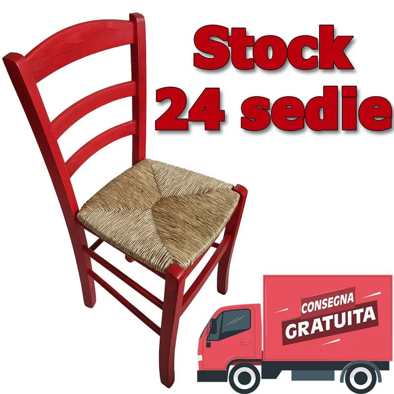 Stock da 24 sedie paesana paglia anilina rosse