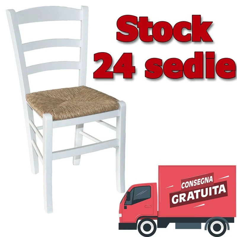 Stock da 24 sedie paesana paglia anilina bianche