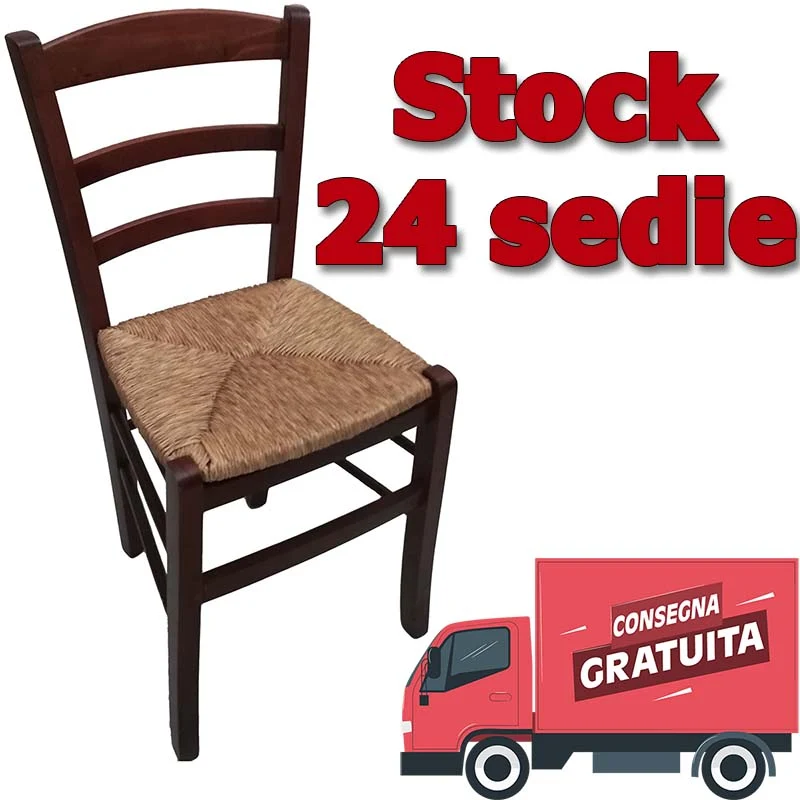 Stock da 24 sedie paesana paglia noce