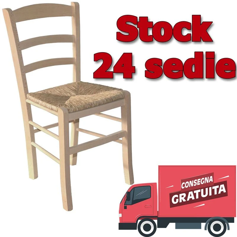 Stock da 24 sedie paesana paglia grezze