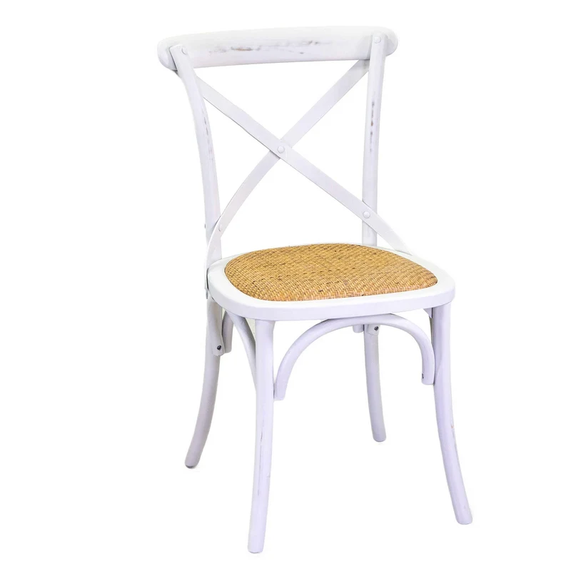 Sedia in Legno 51x55H46,5/89cm Cross Bianco Antico