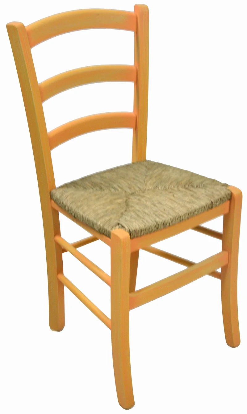 Sedia in Legno di Faggio e Paglia Paesana Arancione