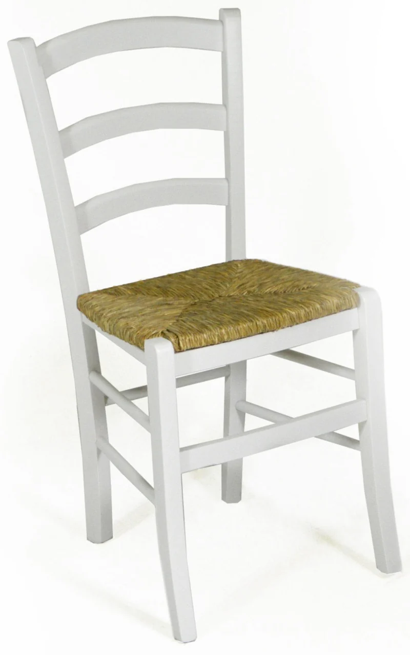 Sedia in Legno di Faggio e Paglia Paesana Bianco
