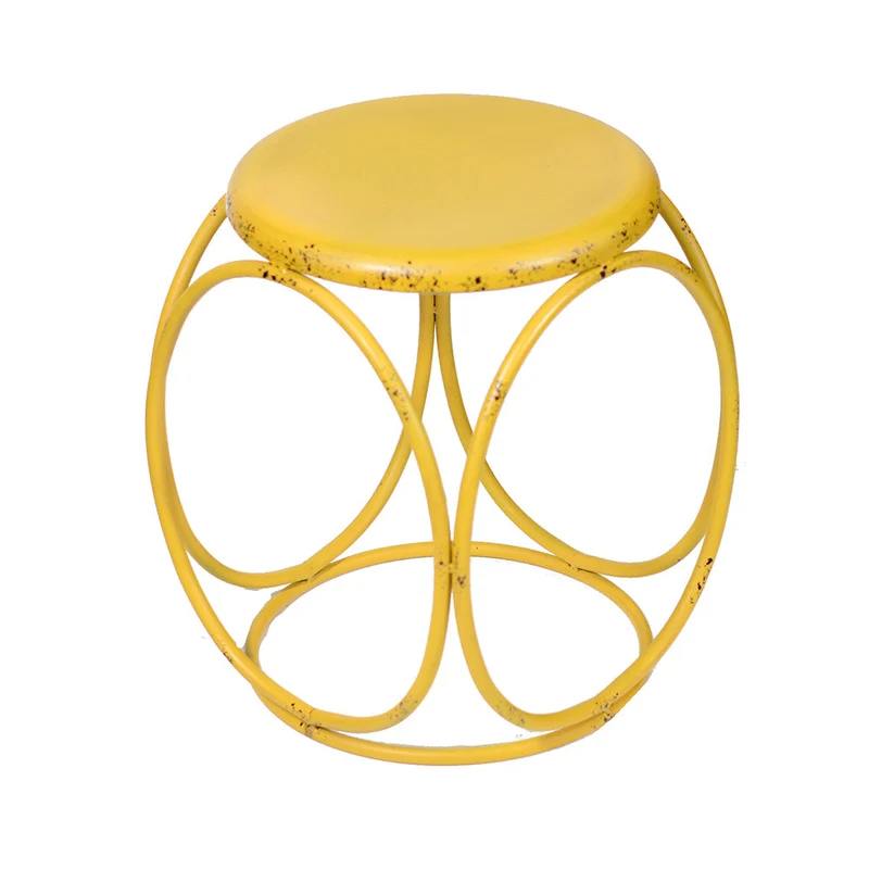 Sgabello Tondo in Metallo Ø35x45cm Tiny Giallo