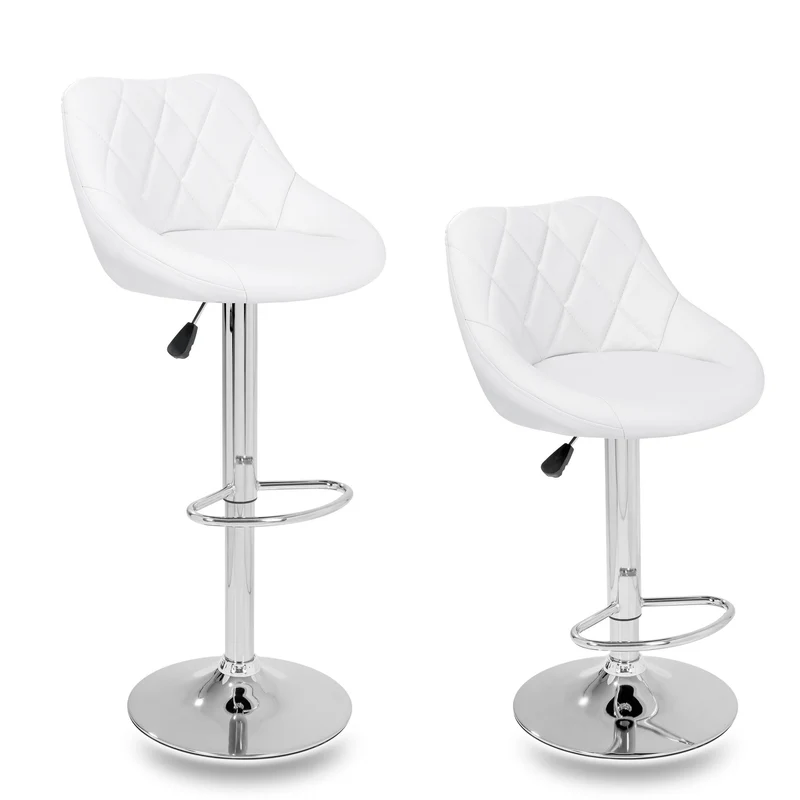 Set 2 Sgabelli Alti in Similpelle Imbottita Rizzetti Anshar Bianchi