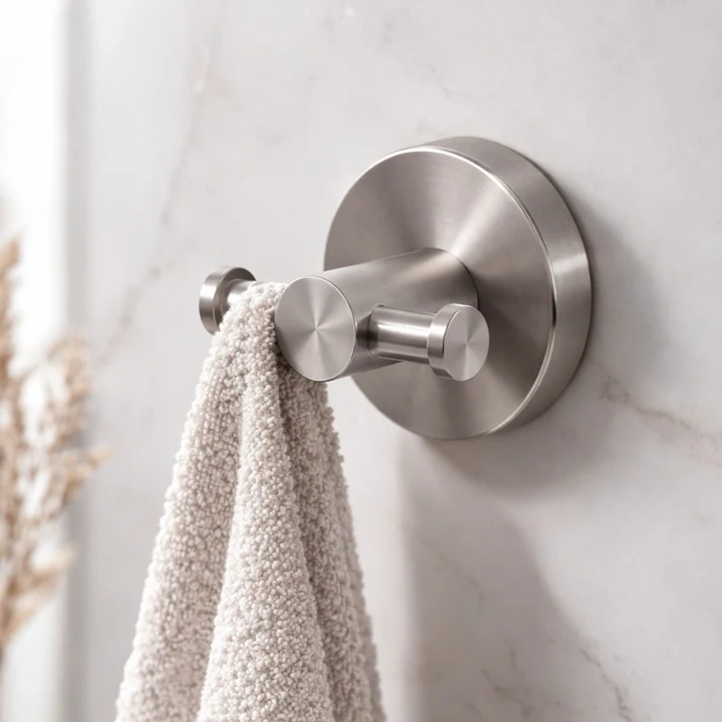 SINED Gancio Porta Salviette Doppio Inox Satinato 316L per Interni ed Esterni Resistente alla Corrosione - Modello LEVANTE