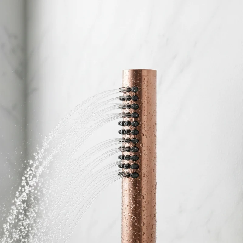 SINED Doccetta a mano in Acciaio Inox 316L con finitura PVD Oro Rosa attacco universale compatibile con docce da interno ed esterno modello Levante