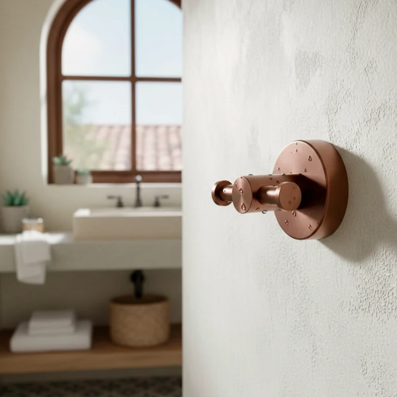 Sined Gancio Porta Salviette Doppio in Acciaio Inox 316L Oro Rosa per Interni ed Esterni Resistente alla Corrosione Design Moderno - Modello Levante