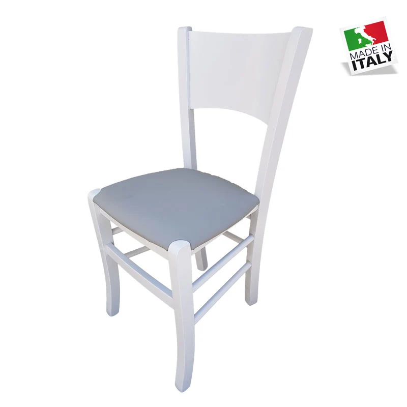 Sedia Lucy Bianca Imbottita Ecopelle