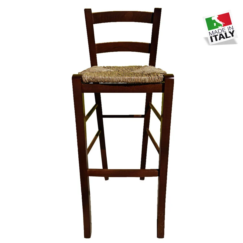 Sgabello Snack Seduta Paglia h80 Noce