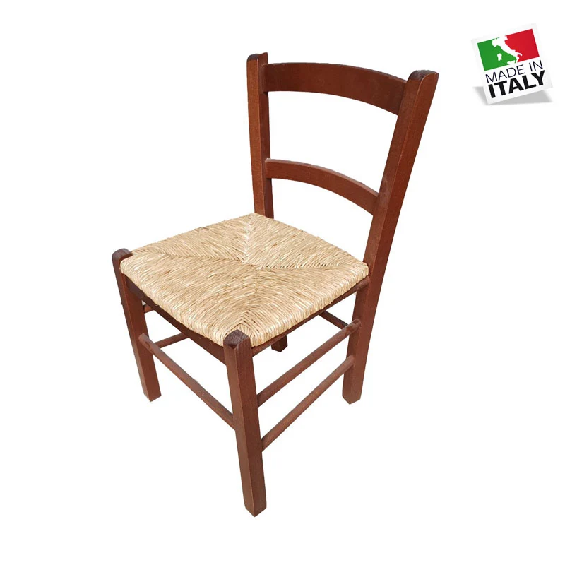 Mezza Sedia Noce Seduta Paglia Seduta h38 (Ideale per camino)