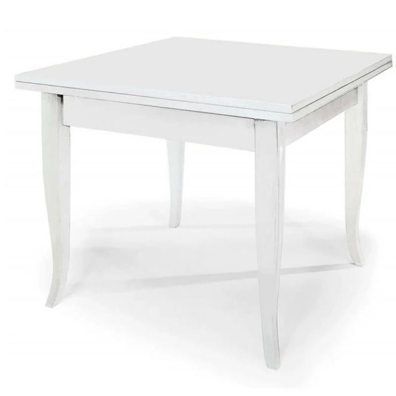 Tavolo bianco in legno 100 x 100 cm apribile a libro