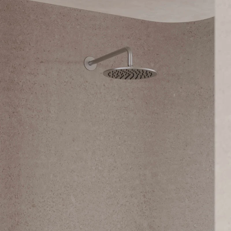 SINED Kit Braccio Soffione Inox Satinato 25cm per Installazione a Parete Acciaio Inox 316L - Modello LEVANTE