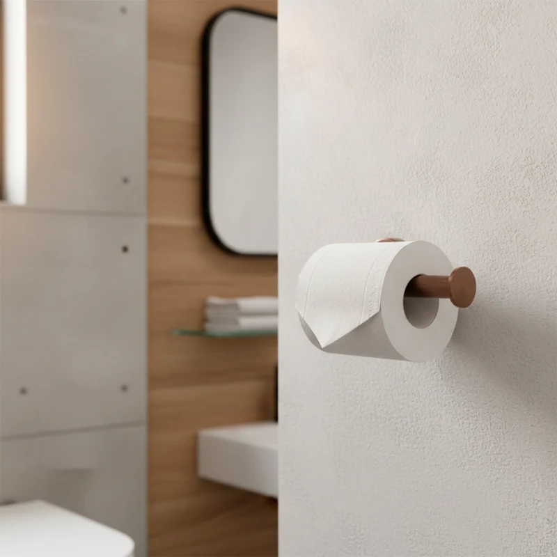 Sined Porta Rotolo Carta Igienica in Acciaio Inox 316L con Finitura Oro Rosa PVD Design Funzionale per Bagni Moderni - Modello Levante