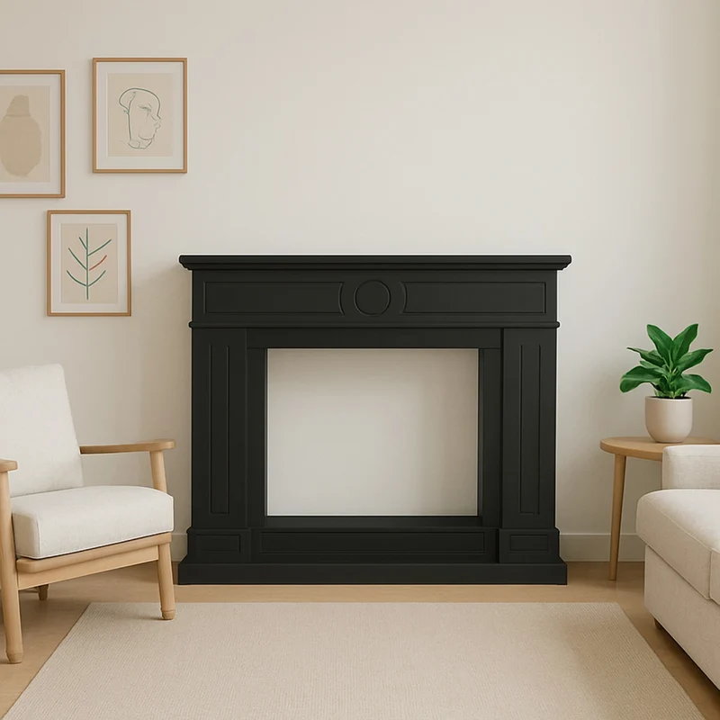 Mpc Cornice Camino Lipari Nero Nero Profondo Cornice Caminetti Lipari Nero Per Inserto Elettrico Caminetto Vulcano o Bruciatore Esistente In Legno Mdf Design Elegante Per Tutti Gli Ambienti
