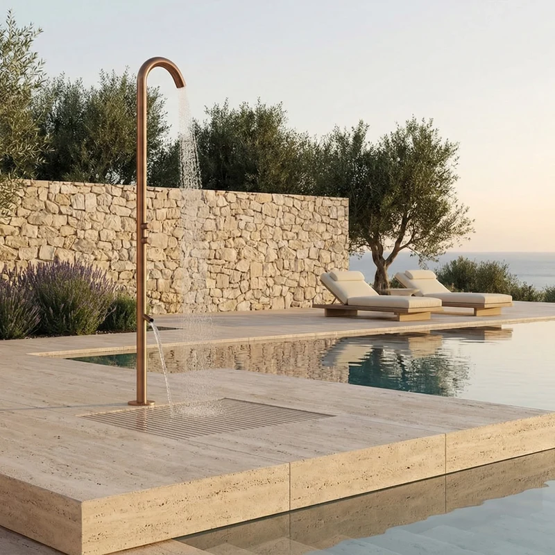 SINED Doccia in acciaio inox 316L oro rosa codice DOCCIA-QUARTU-DOPPIO-TMP-ORO-ROSA