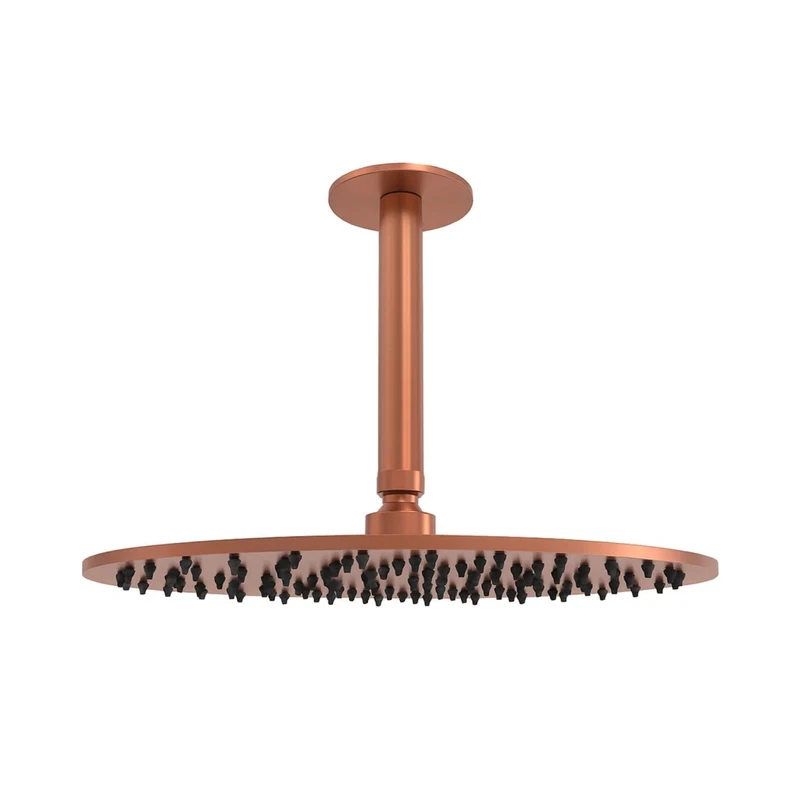 SINED Kit Braccio Soffione Inox Satinato 30cm Soffitto Acciaio Inox 316L con Finitura Oro Rosa PVD Installazione Interne-Esterni Design Resistente alla Corrosione - Modello LEVANTE