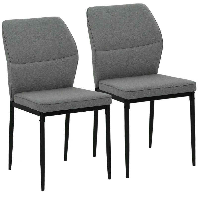 Set 2 Sedie da Pranzo Imbottite Schienale Ergonomico in Velluto Grigio