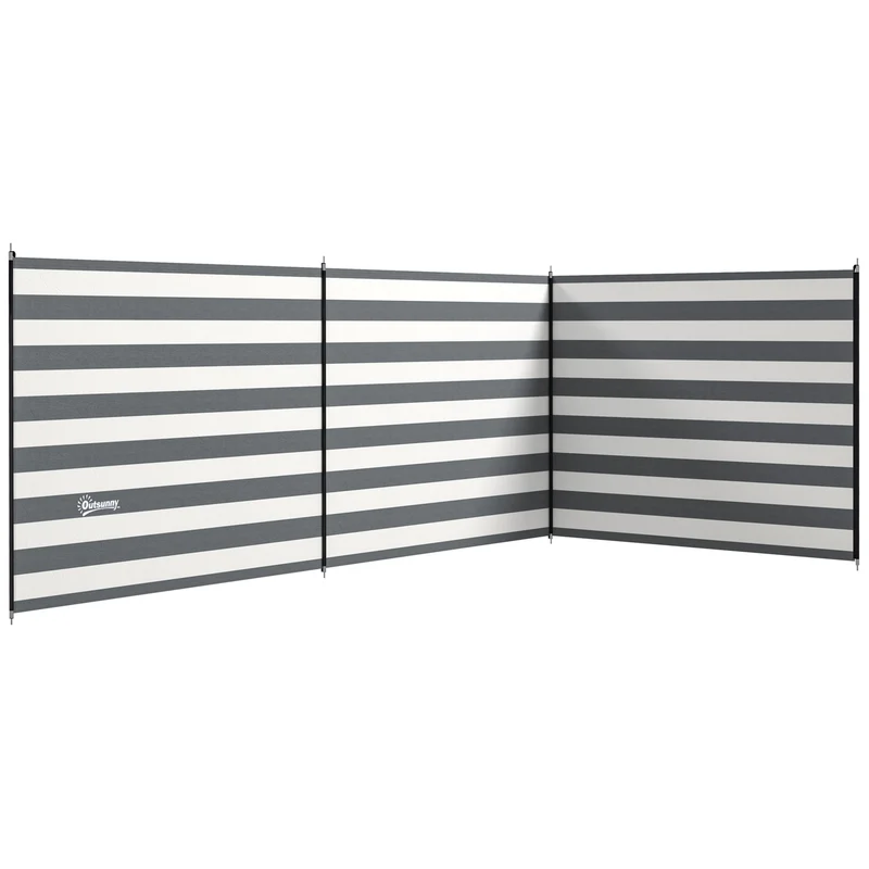 Paravento da Spiaggia Pieghevole Frangivista 540x150 cm in Poliestere con Barre in Acciaio Grigio