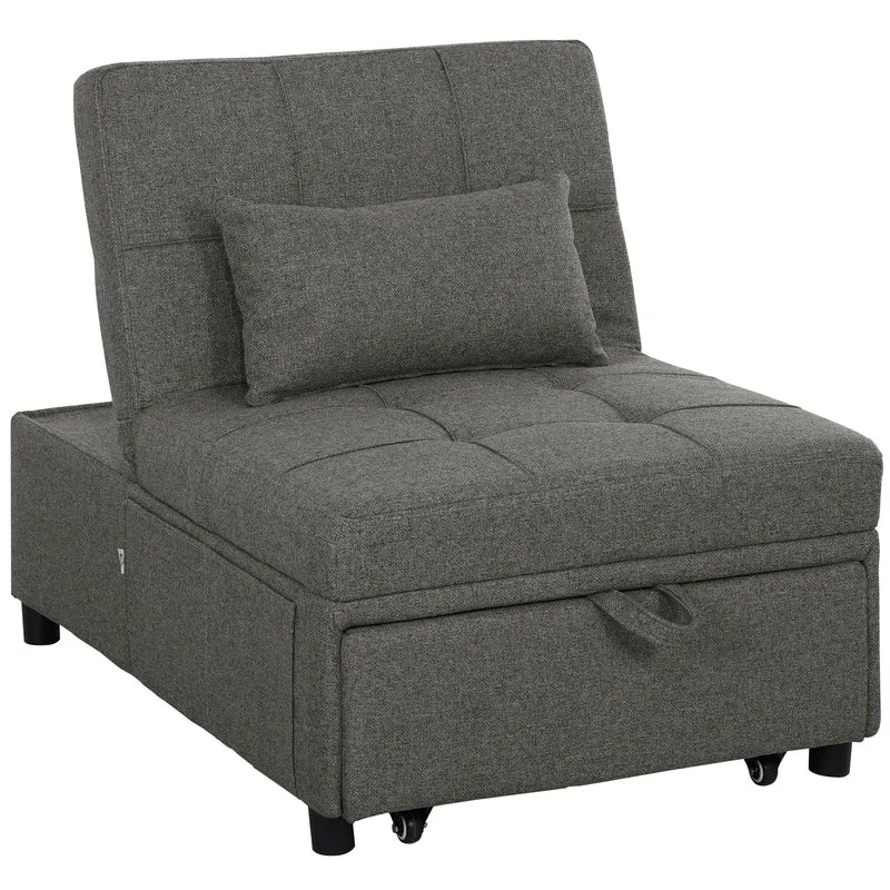 Poltrona Letto Clic Clac 4 in 1 Convertibile in Chaise Longue e Poggiapiedi Grigio