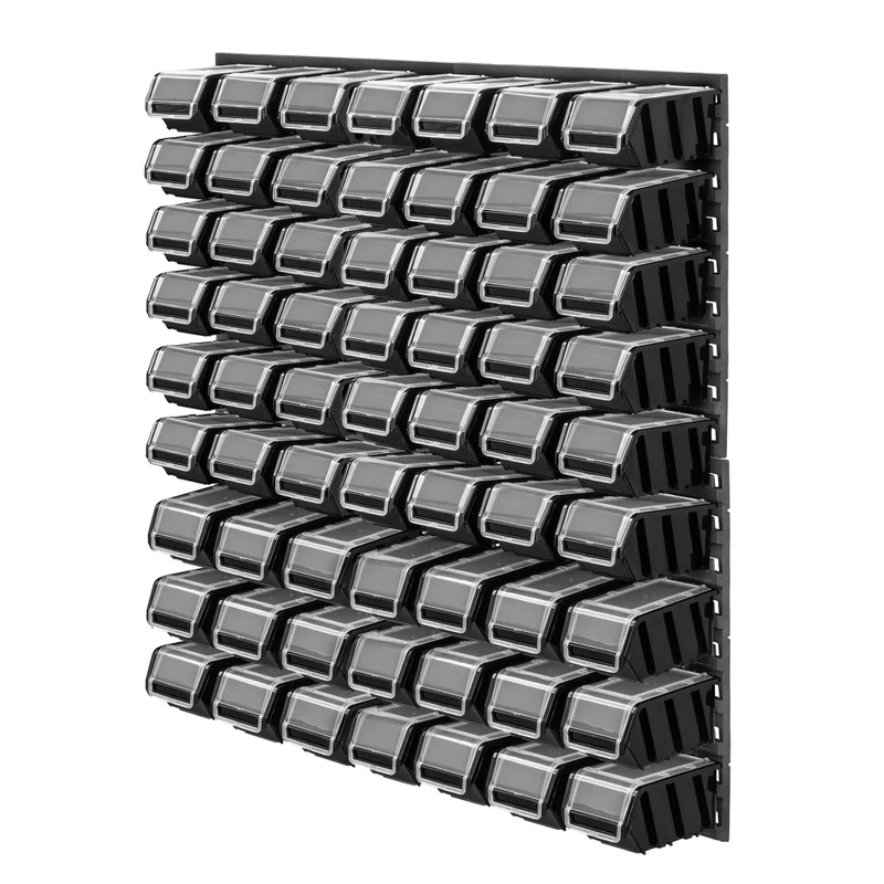 Pannello portautensili KADAX da parete per officina, 78x78 cm, 63 scomparti, vassoi e contenitori per garage.